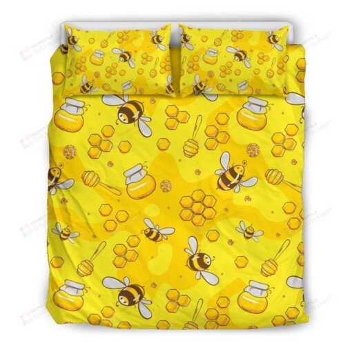Bee Cotton Bed Sheets Spread Comforter Duvet Cover Bedding Sets
