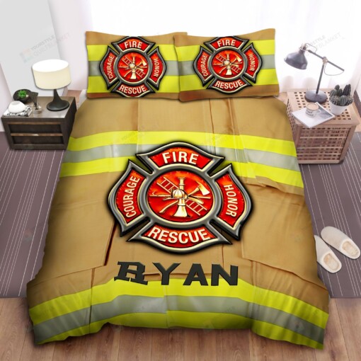 Strong Firefighter Coat Custom Name Duvet Cover Bedding Set