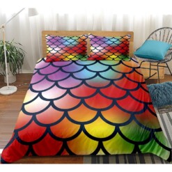 Colorful Scale Print Bedding Set Bed Sheets Spread Comforter Duvet Cover Bedding Sets