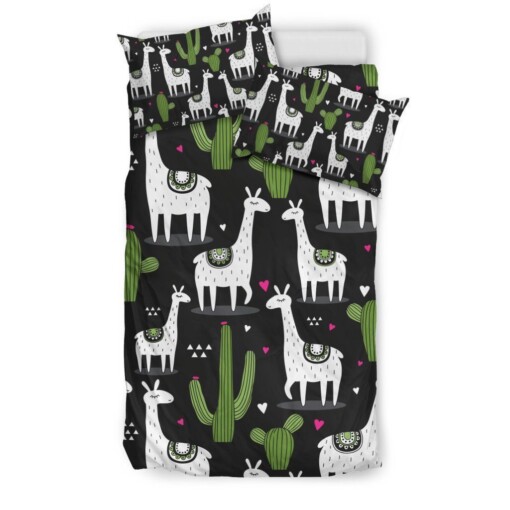 Cactus Llama Pattern  Bed Sheet Duvet Cover Bedding Sets