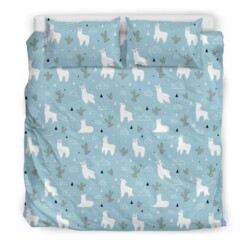 Llama Pattern Blue Bedding Set Bed Sheet Spread Comforter Duvet Cover Bedding Sets