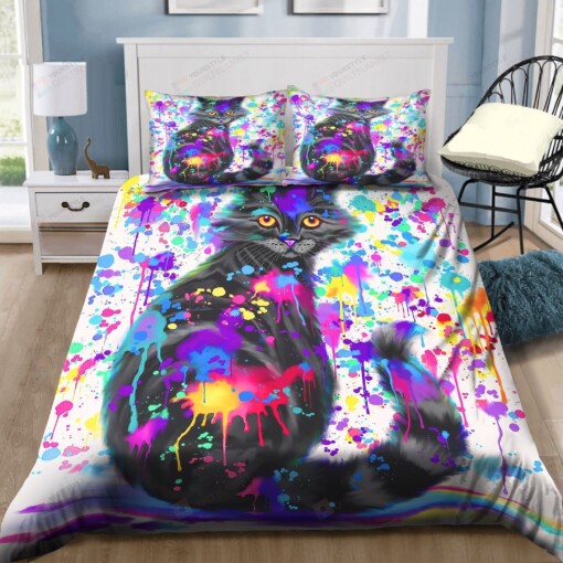 Paint With Colorful Cat Bedding Set Bed Sheets Spread Comforter Duvet Cover Bedding Sets