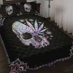 Skull And Weed Hologram Quilt Bedding Set