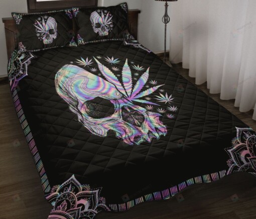 Skull And Weed Hologram Quilt Bedding Set