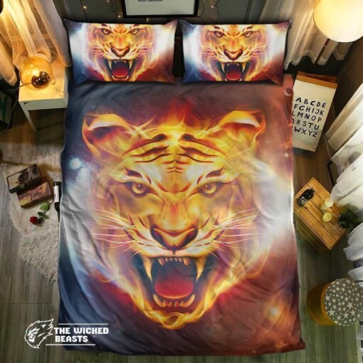 Fire Tiger Bed Sheets Duvet Cover Bedding Set
