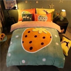 Strawberry Cotton Bed Sheets Spread Comforter Duvet Cover Bedding Sets