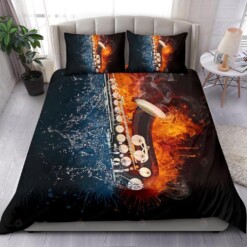 Ice Fire Saxophone Duvet Cover Bedding Set