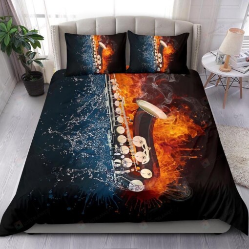 Ice Fire Saxophone Duvet Cover Bedding Set