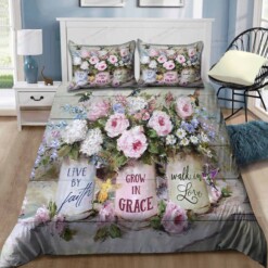 Hummingbird And Flower Live By Faith Bedding Set Bed Sheets Spread Comforter Duvet Cover Bedding Sets