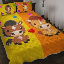 Horse Color Quilt Bedding Set