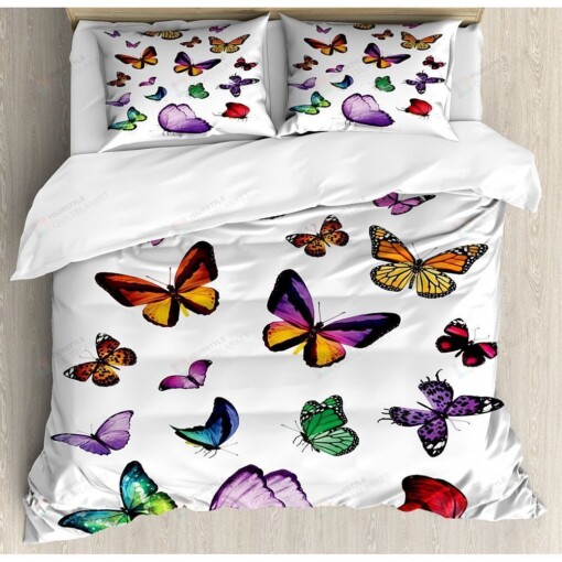 Multicolor Butterfly Bedding Set Bed Sheets Spread Comforter Duvet Cover Bedding Sets