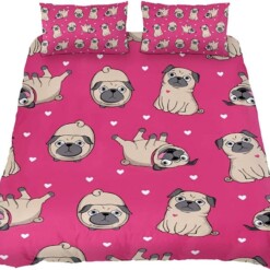 Cute Pugs Dogs Bedding Set Bed Sheets Spread Comforter Duvet Cover Bedding Sets