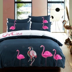 Flamingo Cotton Bed Sheets Spread Comforter Duvet Cover Bedding Sets