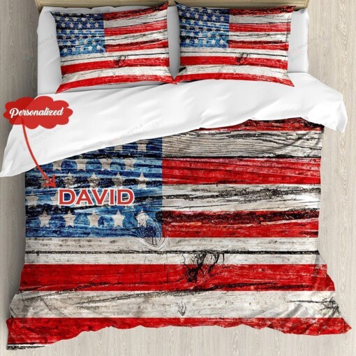 Personalized American Flag Independence Day Bedding Set Bed Sheets Spread Comforter Duvet Cover Bedding Sets