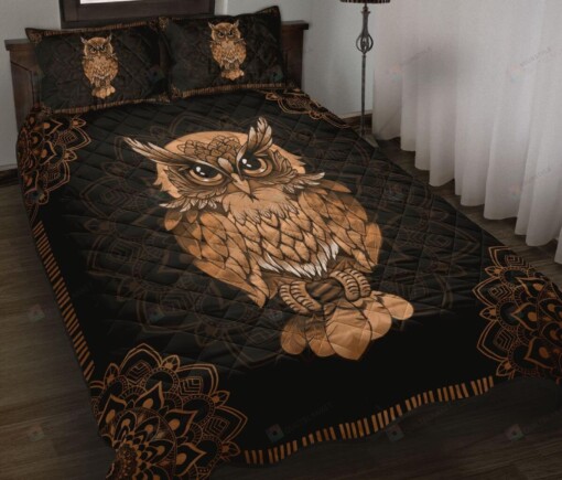 Brown Owl Mandala Pattern Bedding Set Bed Sheets Spread Comforter Duvet Cover Bedding Sets