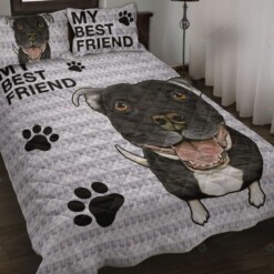 Pitbull Knitting Best Friend Quilt Bedding Set