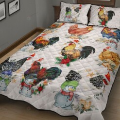 Chickens And Snowman Christmas Set Quilt Bedding Set  Bed Sheets Spread Comforter Duvet Cover Bedding Sets