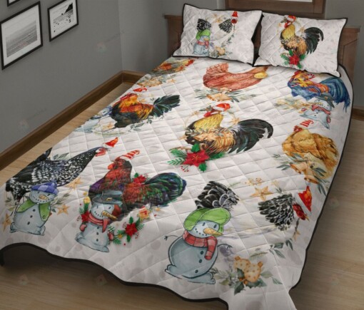 Chickens And Snowman Christmas Set Quilt Bedding Set  Bed Sheets Spread Comforter Duvet Cover Bedding Sets