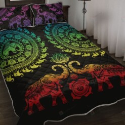 Elephant Lotus Mandala Quilt Bedding Set