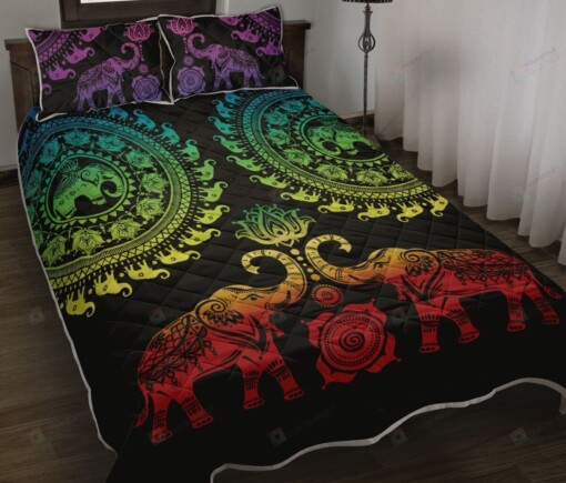 Elephant Lotus Mandala Quilt Bedding Set