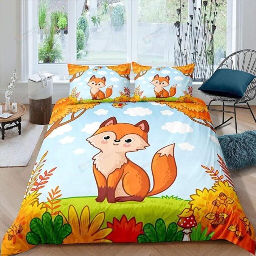 Cartoon Fox Pattern Bed Sheets Duvet Cover Bedding Sets