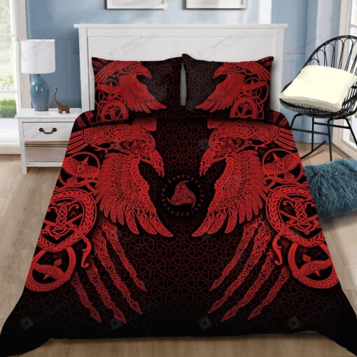 Viking Red Bird Bed Sheets Spread Duvet Cover Bedding Sets