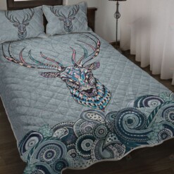 Blue Deer Quilt Bedding Set