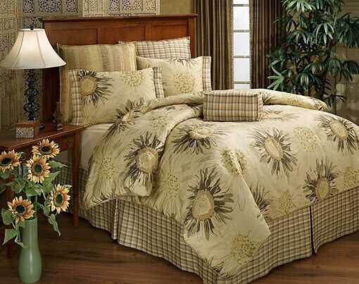 Sunflower Cotton Bed Sheets Spread Comforter Duvet Cover Bedding Sets