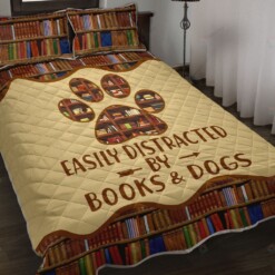 Book Easily Distracted Dog Quilt Bedding Set