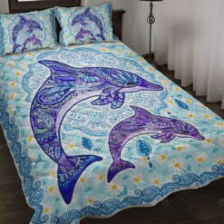 Dolphin Concentric Flower Quilt Bedding Set
