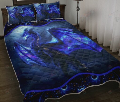 Dragon Blue Lightning Quilt Bedding Set