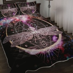 Galaxy Dragonfly Painting Quilt Bedding Set