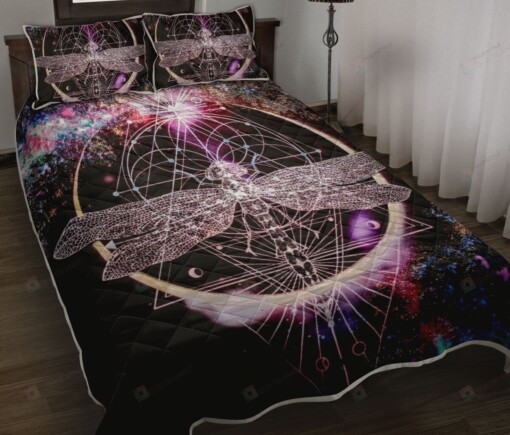 Galaxy Dragonfly Painting Quilt Bedding Set