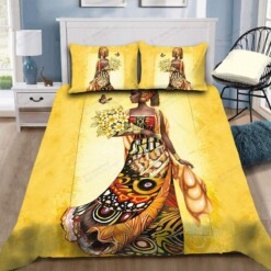 Beautiful African Girl And Flower Bedding Custom Name Duvet Cover Bedding Set