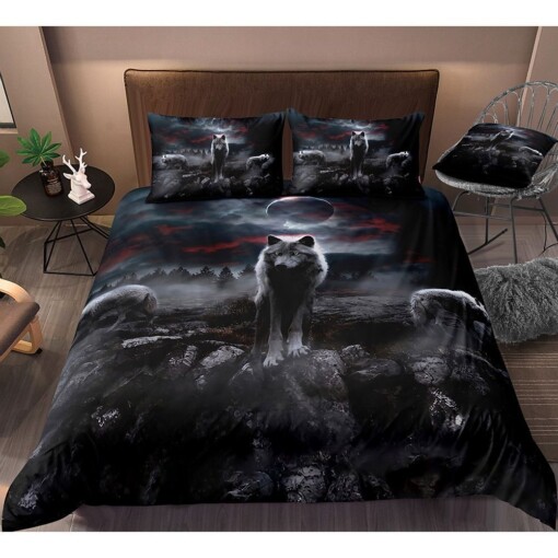 Wolf In The Dark Bedding Set Bed Sheets Spread Comforter Duvet Cover Bedding Sets