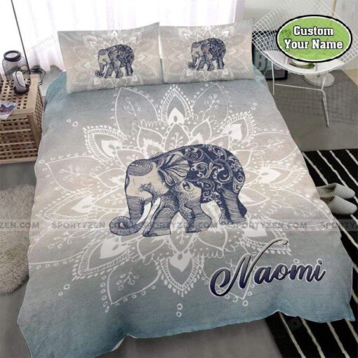 Elephant Bohemian Personalized Custom Name Duvet Cover Bedding Set