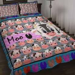 Cow Cartoon Moo Quilt Bedding Set Cotton Bed Sheets Spread Comforter Duvet Cover Bedding Sets