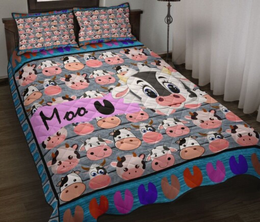 Cow Cartoon Moo Quilt Bedding Set Cotton Bed Sheets Spread Comforter Duvet Cover Bedding Sets