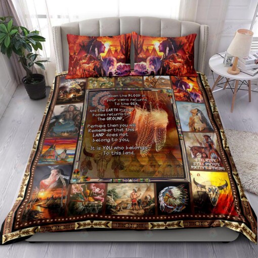 Native American It Is You Who Belong To This Land Bedding Set Bed Sheets Spread Comforter Duvet Cover Bedding Sets