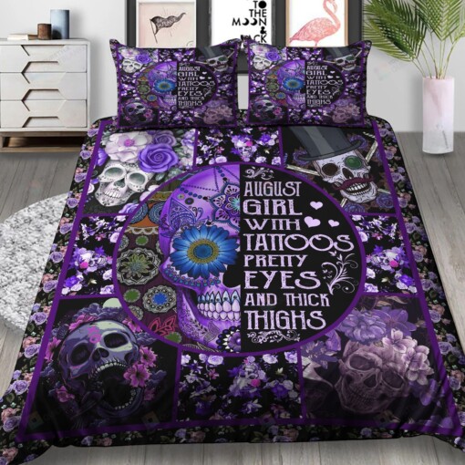 August Girl Flowers Skull Bedding Set Bt211068