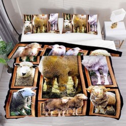 3D Sheep Pictures Bedding Set Bed Sheet Spread Comforter Duvet Cover Bedding Sets