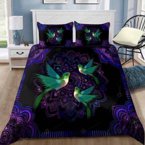 Hummingbird And Mandala Pattern Bedding Set Bed Sheets Spread Comforter Duvet Cover Bedding Sets