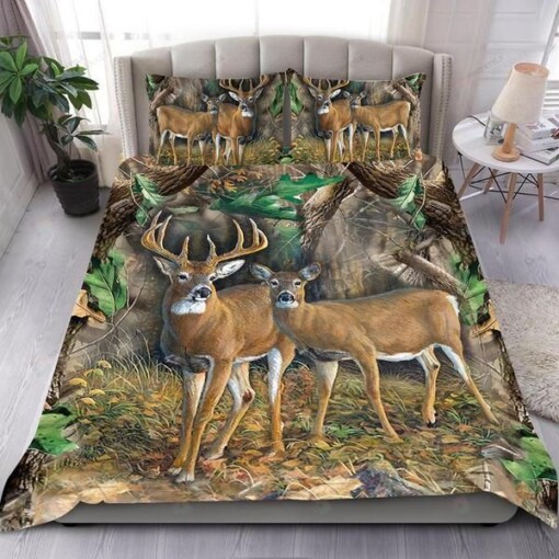 Deer Couple In The Forest Bedding Set Cotton Bed Sheets Spread Comforter Duvet Cover Bedding Sets