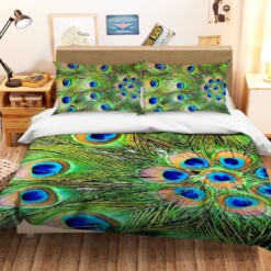 3D Peacock Feather Bedding Set  Bed Sheets Spread Comforter Duvet Cover Bedding Sets