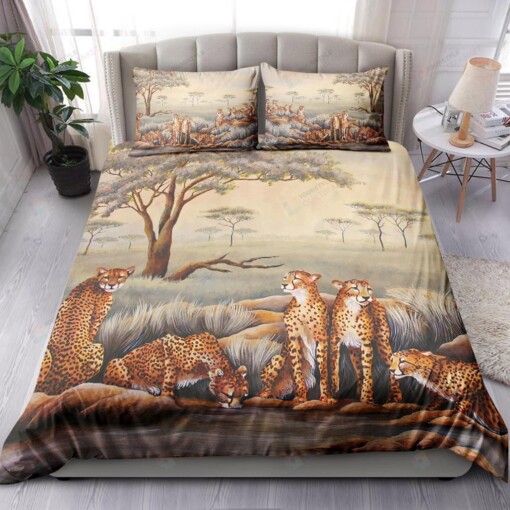 Cheetah Bedding Set Bed Sheets Spread Comforter Duvet Cover Bedding Sets