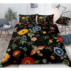 Flower Black Bedding Set Bed Sheets Spread Comforter Duvet Cover Bedding Sets