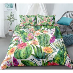 Cactus Garden With Flower Bedding Set Cotton Bed Sheets Spread Comforter Duvet Cover Bedding Sets