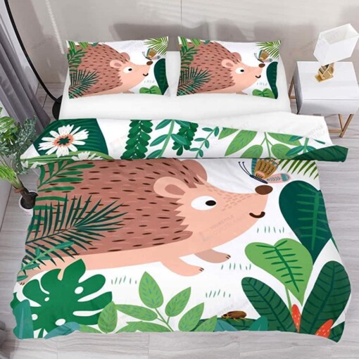 Hedgehog In  Forest Pattern Bed Sheets Duvet Cover Bedding Sets