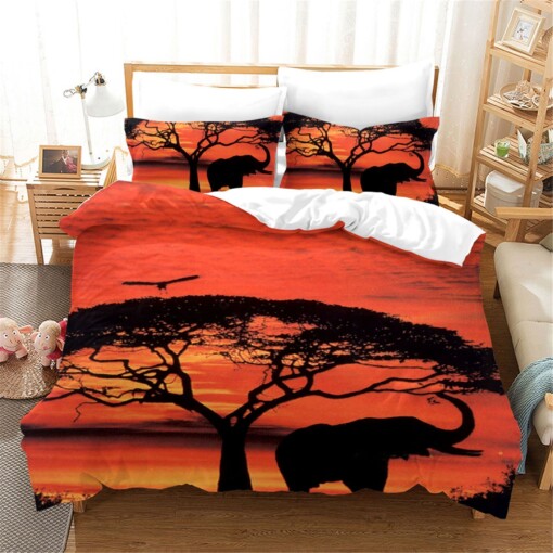 Sunset Elephant Bed Sheets Duvet Cover Bedding Sets