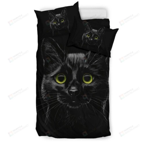 Black Cat With Green Eyes Bedding Set Bedding Set Bed Sheets Spread Comforter Duvet Cover Bedding Sets